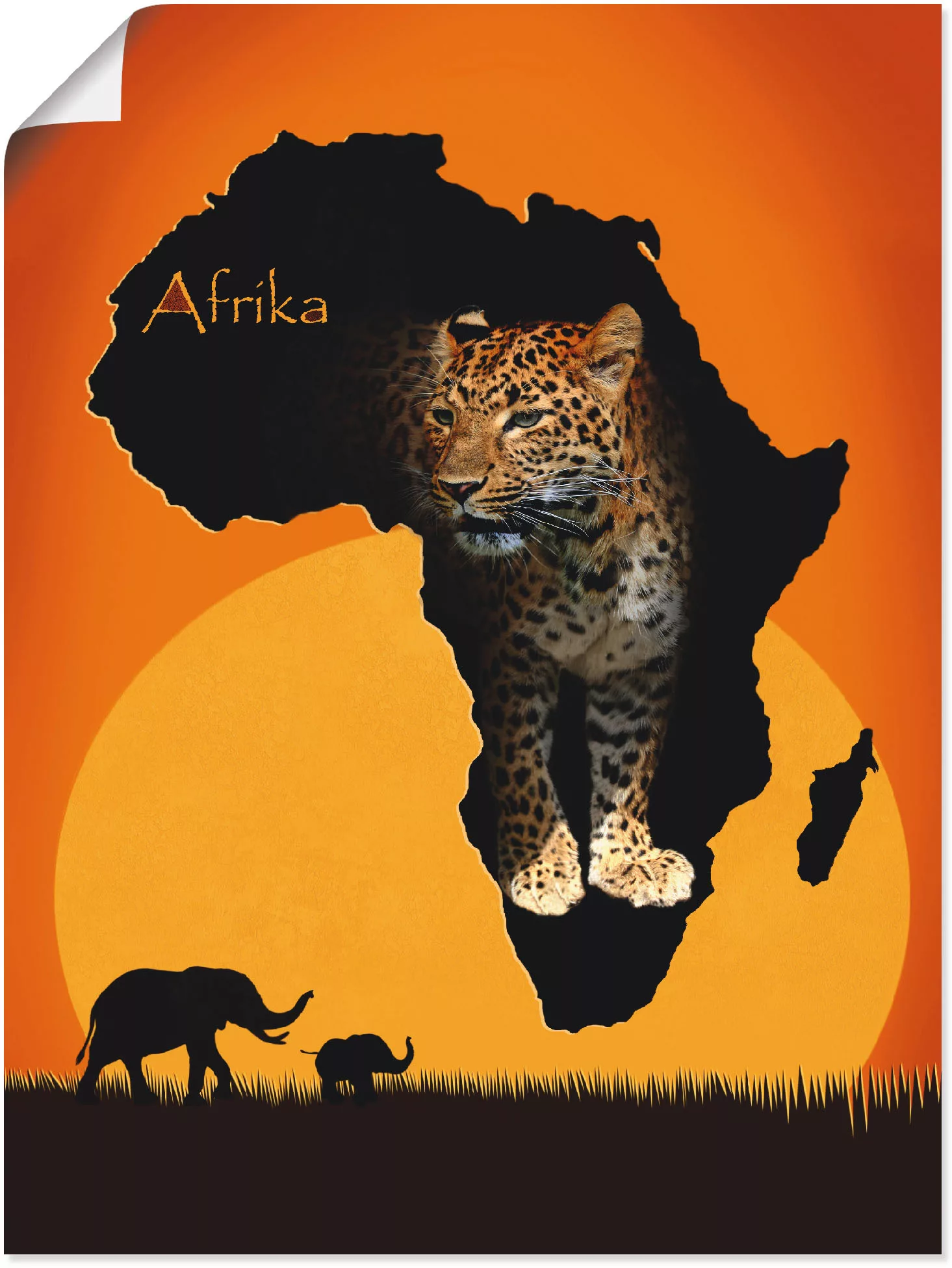 Artland Wandbild "Afrika der schwarze Kontinent", Wildtiere, (1 St.) günstig online kaufen