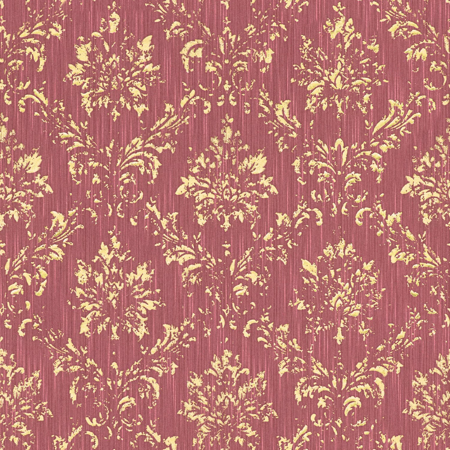 Bricoflor Edle Tapete Rot Gold Metallic Textil Vliestapete mit Ornament für günstig online kaufen