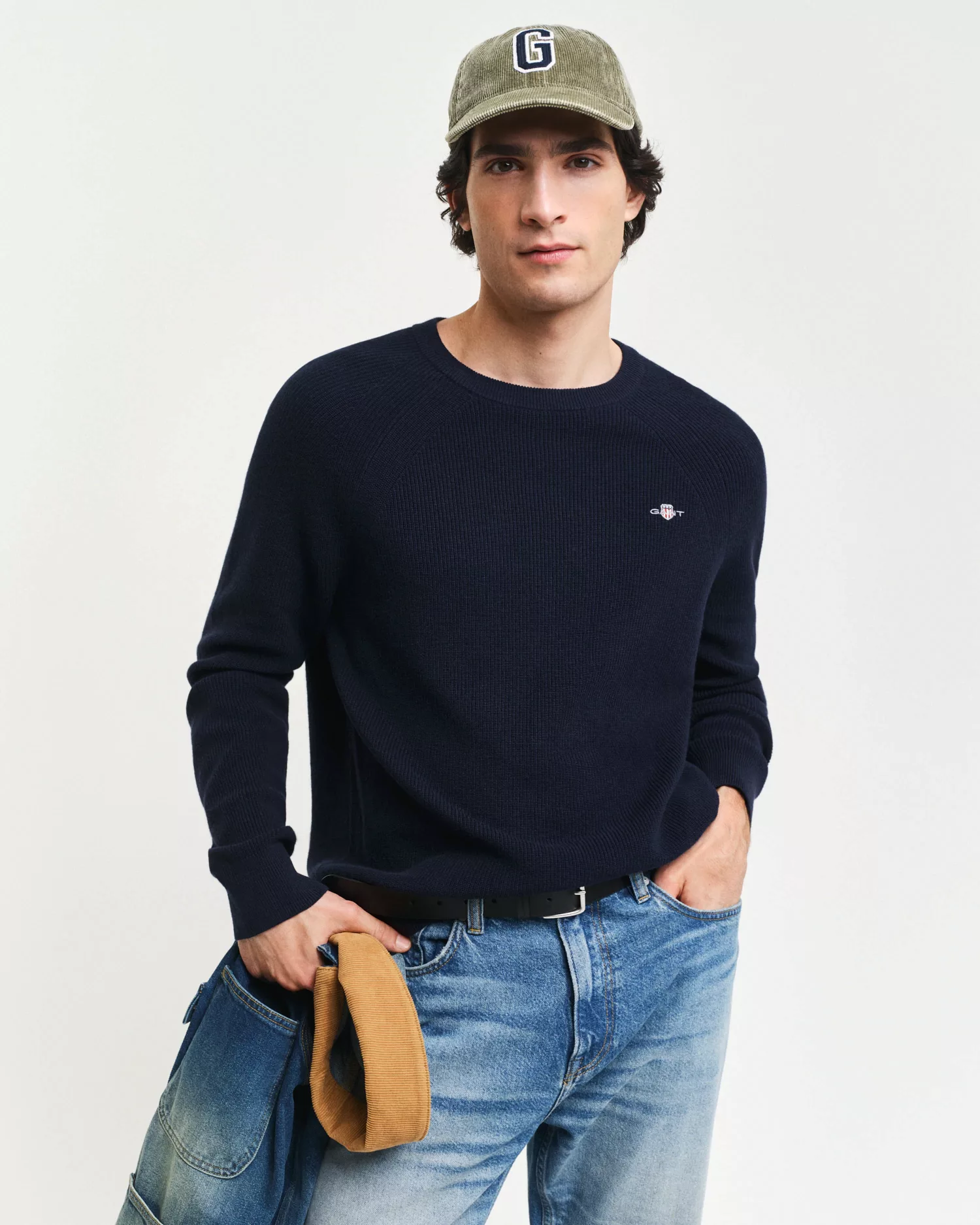 Gant Rundhalspullover "COTTON WOOL RIB C-NECK", Rippstrickstruktur günstig online kaufen