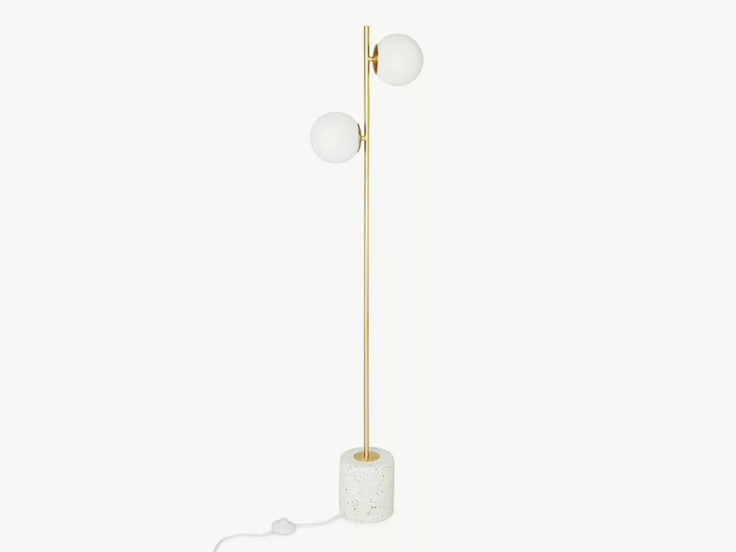 Stehleuchte Art Déco - H. 146 cm - Terrazzo - Weiß & Goldfarben - OREA günstig online kaufen