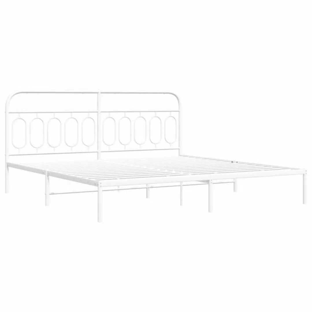 vidaXL Bett Bettgestell mit Kopfteil Metall Weiß 200x200 cm günstig online kaufen