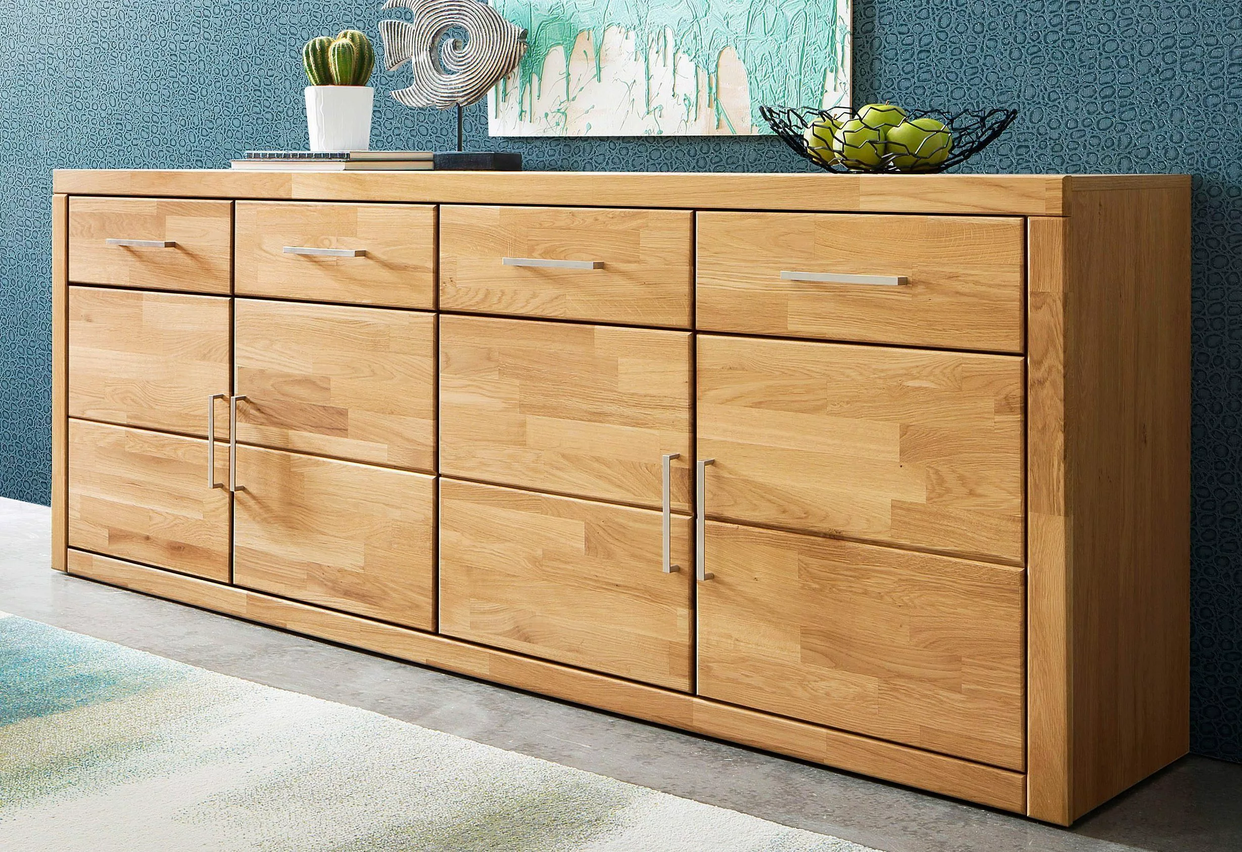 Home affaire Sideboard "Trondheim,200 cm breit,42 cm tief, Fronten Holzmass günstig online kaufen