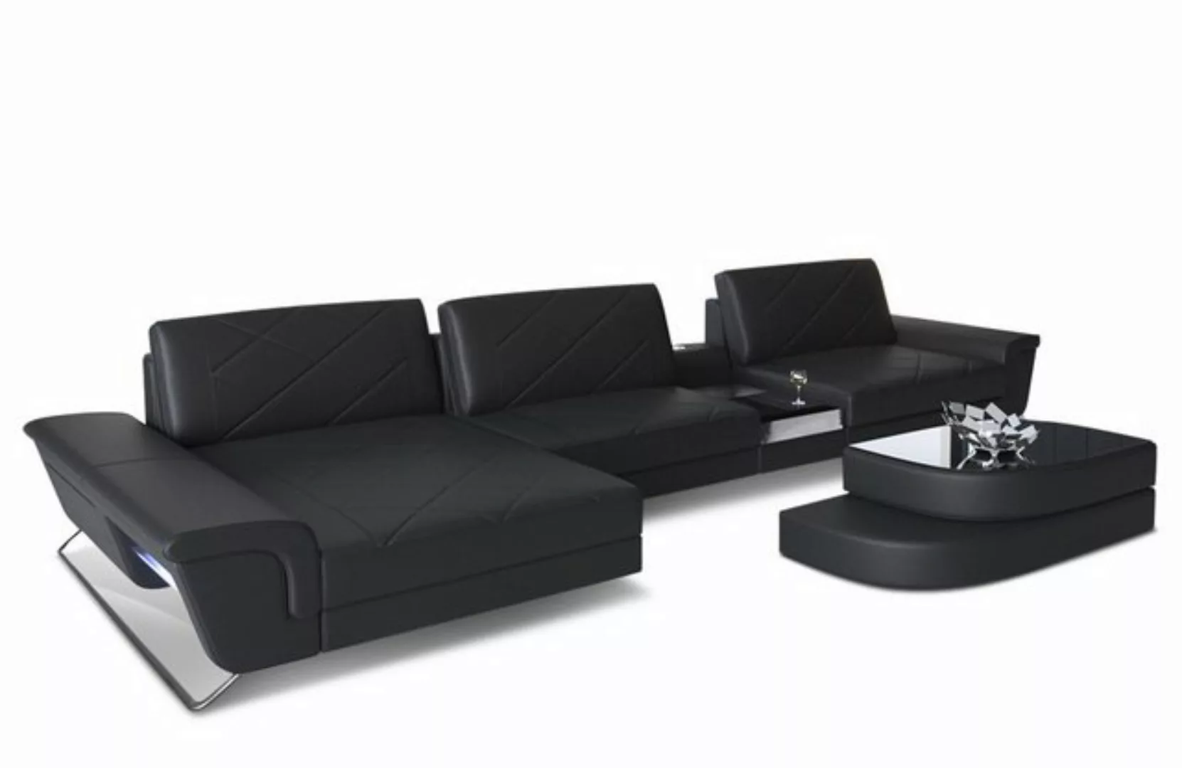 Sofa Dreams Ecksofa Leder Sofa Bari L Form Ledersofa, Couch, mit LED, verst günstig online kaufen