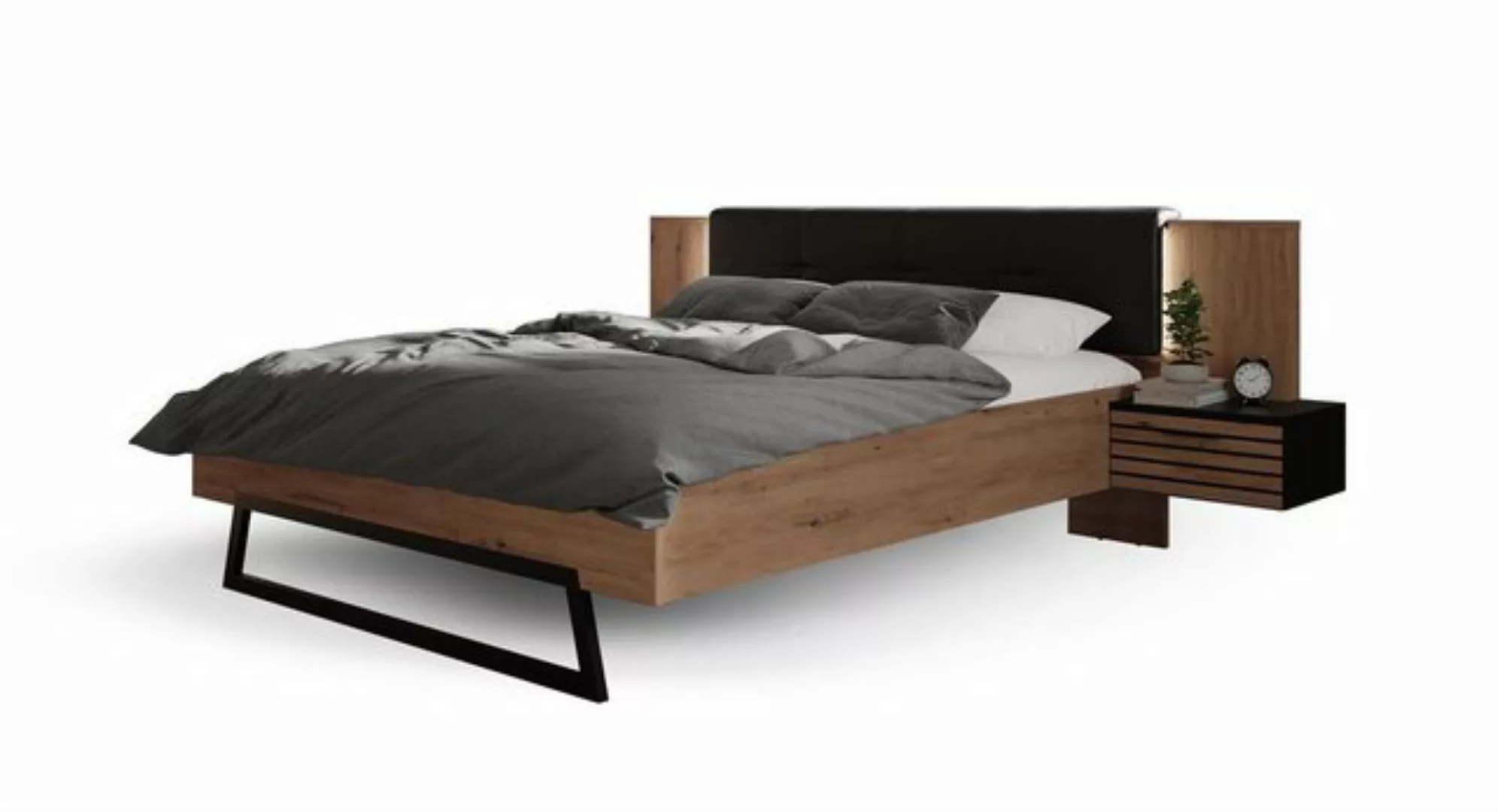 58 aufm Kessel Bettgestell Bett Janet 275x93x211 Artisan Eiche/Schwarz 1026 günstig online kaufen