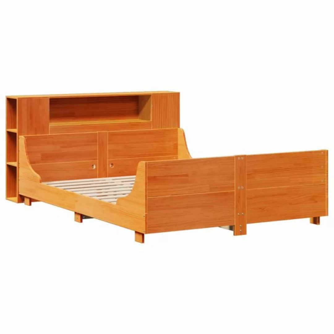 vidaXL Bett, Massivholzbett ohne Matratze Wachsbraun 120x190 cm Kiefernholz günstig online kaufen