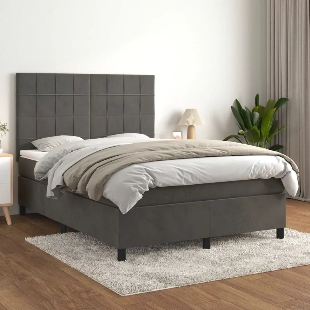 Vidaxl Boxspringbett Mit Matratze Dunkelgrau 140x190 Cm Samt günstig online kaufen