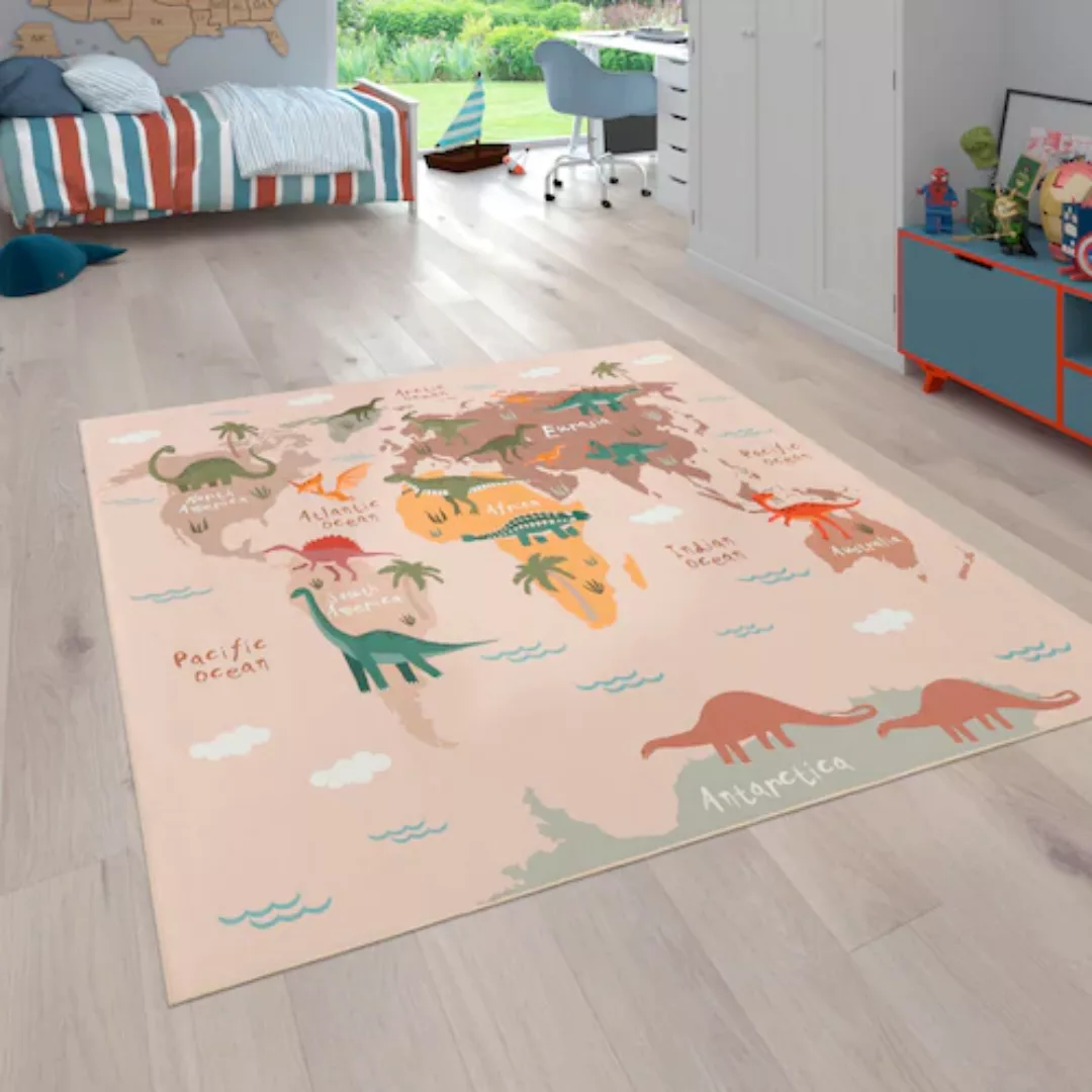 Paco Home Kinderteppich »Bino 583«, rechteckig, Spielteppich, Motiv Weltkar günstig online kaufen