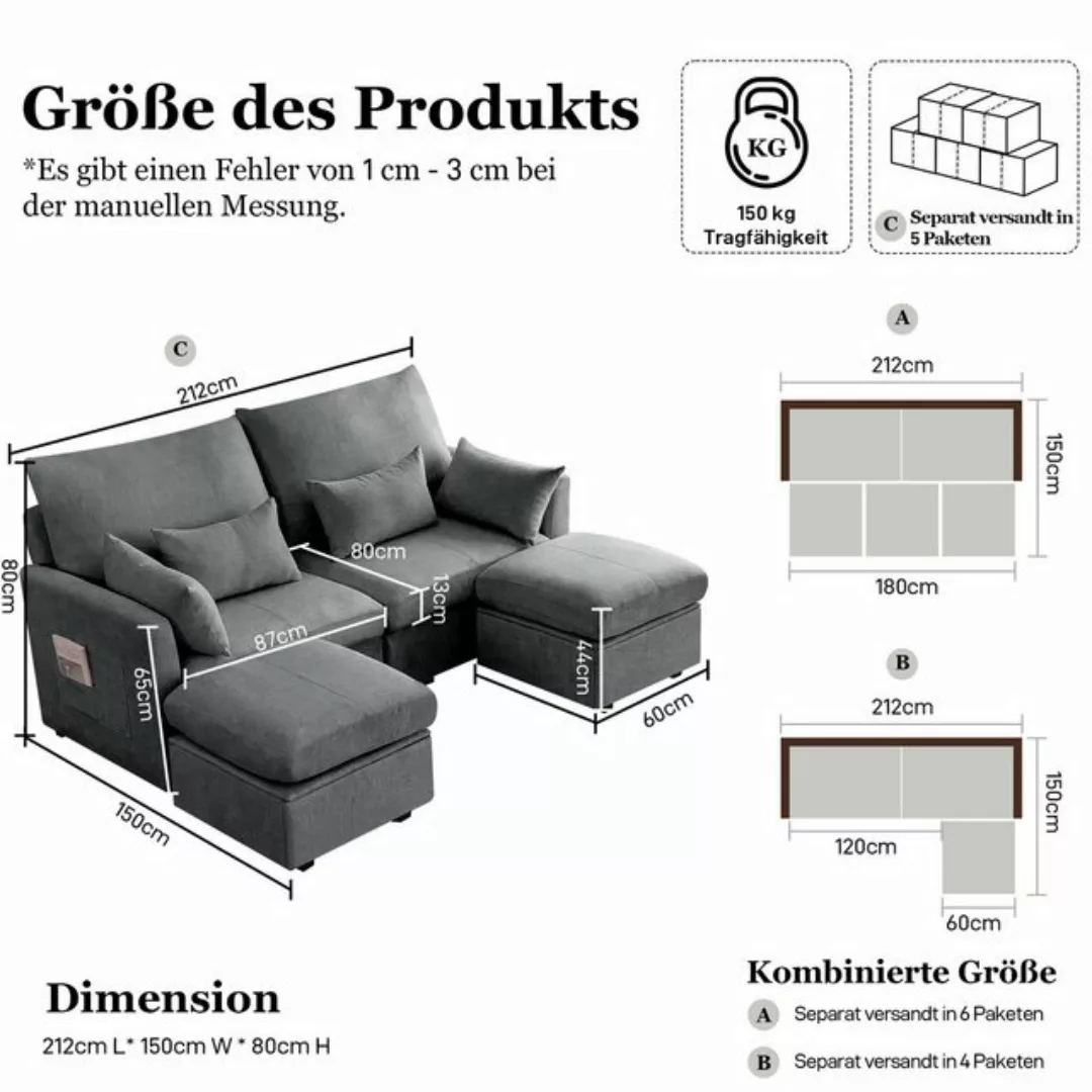 HOMYEDAMIC Big-Sofa 1/2/3/4/5/6-Sitzer Ecksofa Loungesessel einschließlich günstig online kaufen