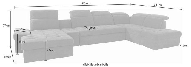 sit&more Wohnlandschaft Stardust U-Form, inklusive Kopfteilverstellung, Arm günstig online kaufen