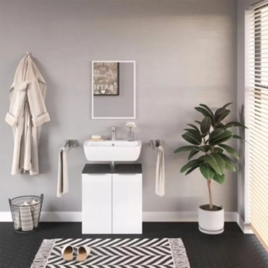 Vicco Badmöbel-Set OTIS Weiß - Waschtischunterschrank Spiegel weiß günstig online kaufen