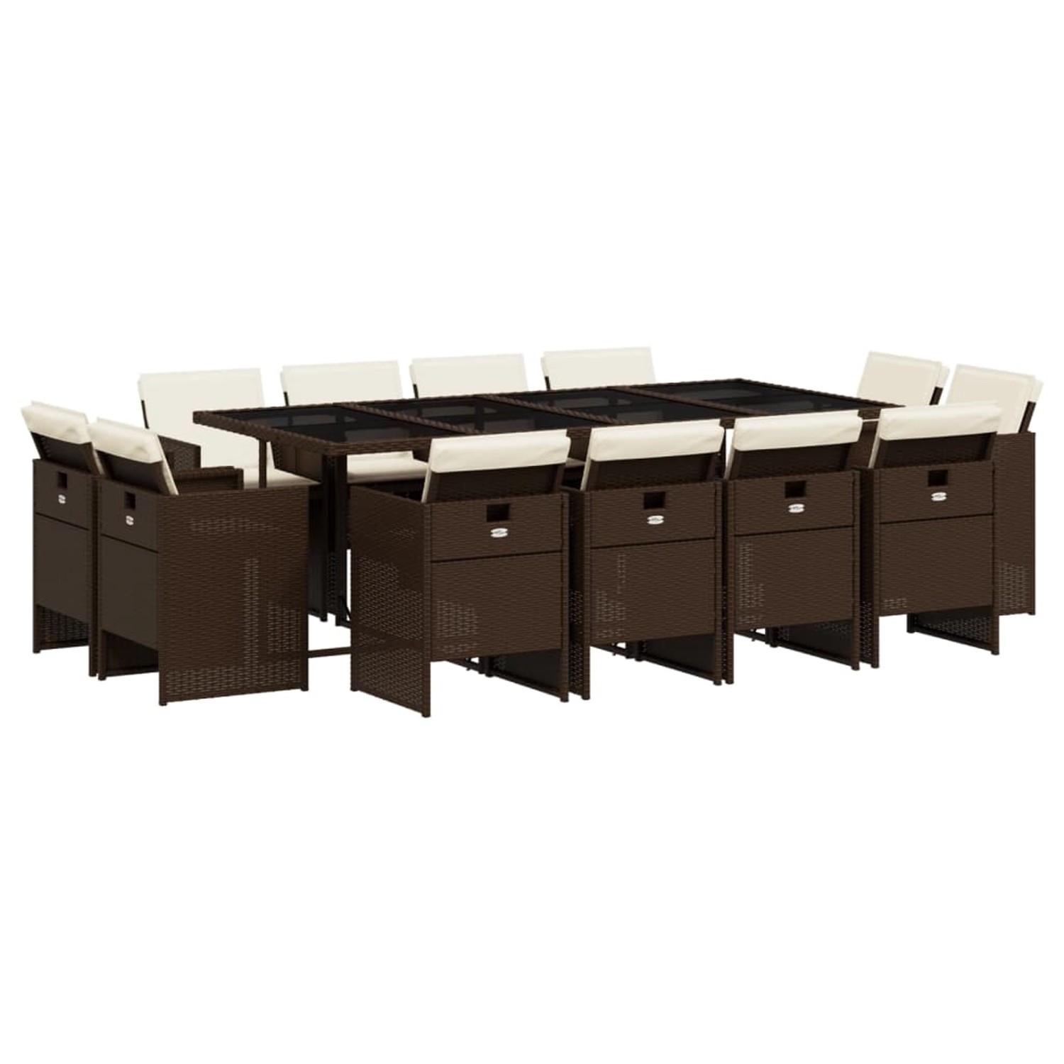 vidaXL 13-Tlg Garten-Essgruppe mit Kissen Braun Poly Rattan 3210681 günstig online kaufen