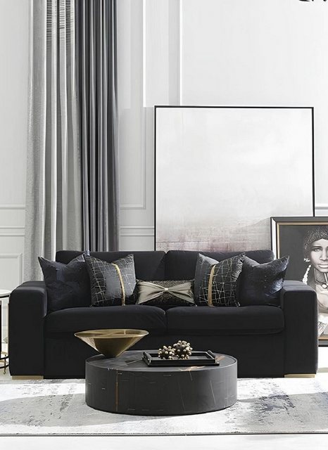 Xlmoebel 3-Sitzer Schwarzes Chesterfield-Sofa mit Polsterung und Design für günstig online kaufen