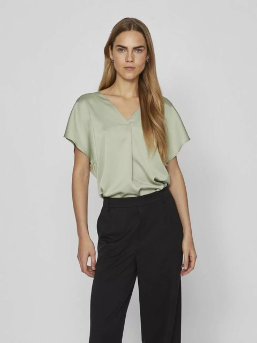 Vila V-Shirt VIELLETTE V-NECK S/S SATIN TOP - NOOS günstig online kaufen