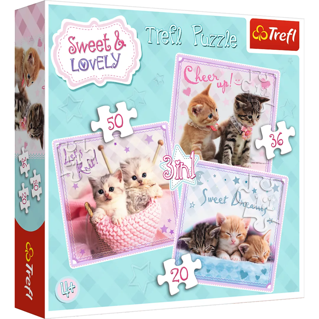 Puzzle - Süsse Katzen 3in1 20-40 Teile günstig online kaufen