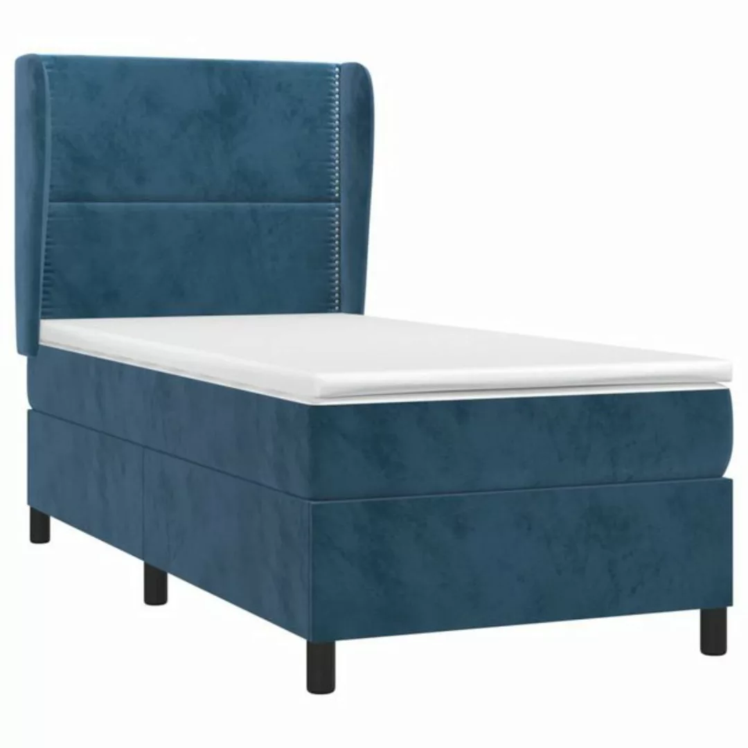 vidaXL Boxspringbett Boxspringbett mit Matratze Dunkelblau 100x200 cm Samt günstig online kaufen