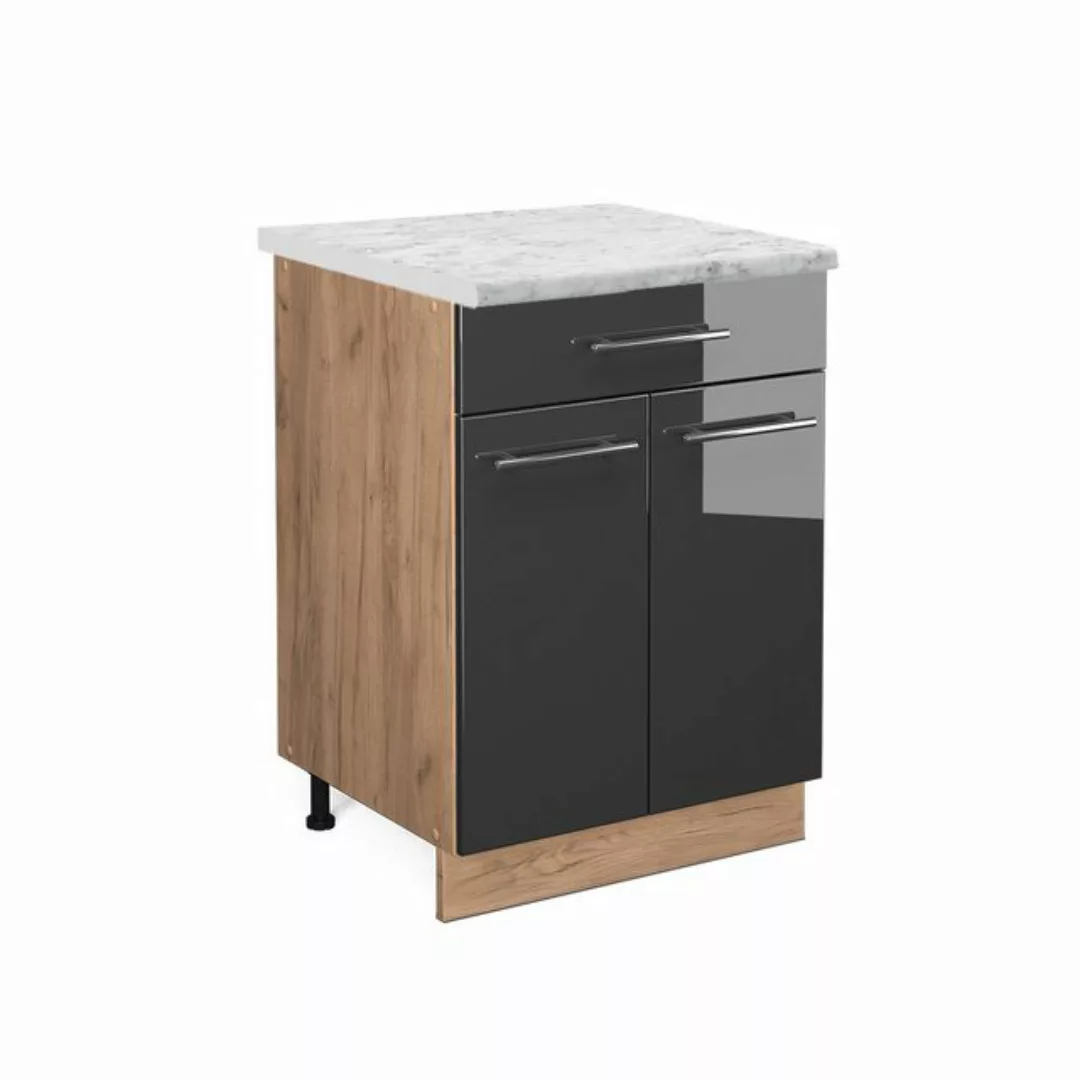 Vicco Unterschrank Fame-Line, Anthrazit Hochglanz/Goldkraft Eiche, 60 cm mi günstig online kaufen