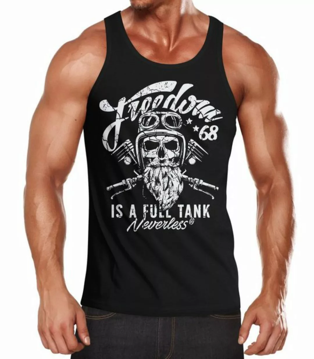 Neverless Tanktop Herren Long-Sleeve Biker Motorrad Motiv Freedom is a full günstig online kaufen