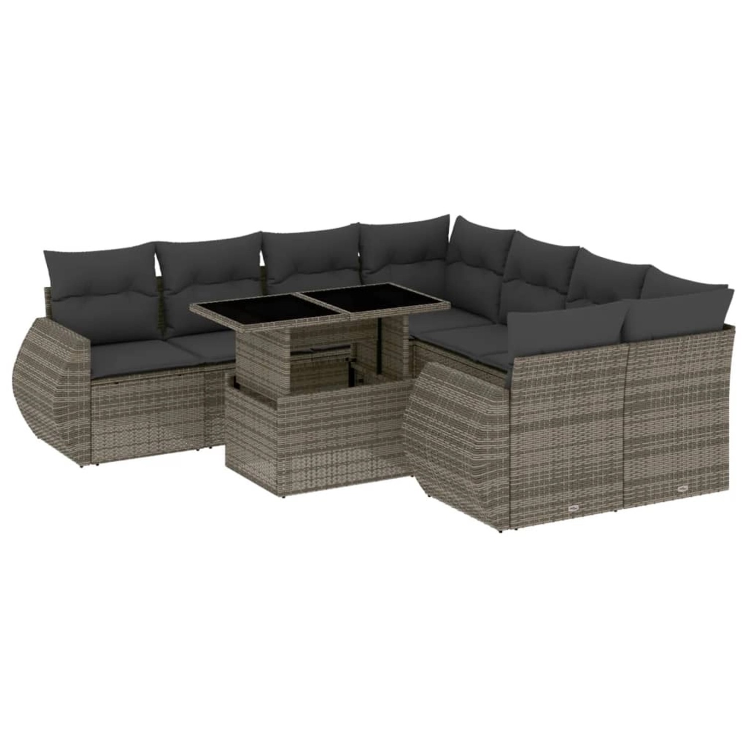 vidaXL 9-tlg Garten-Sofagarnitur mit Kissen Grau Poly Rattan Modell 131 günstig online kaufen