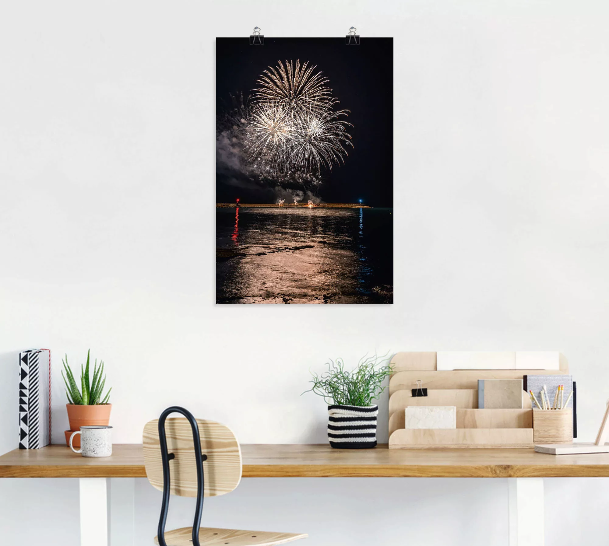 Artland Wandbild "Feuerwerk am Meer", Himmelsbilder, (1 St.), als Alubild, günstig online kaufen