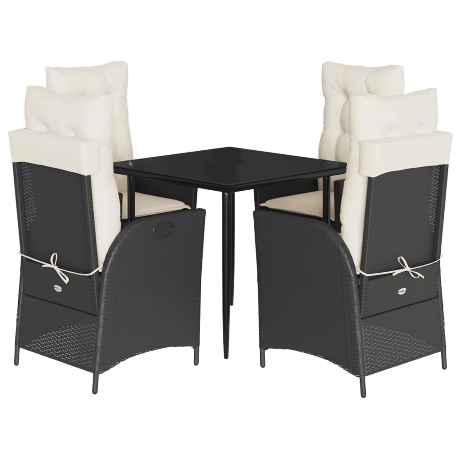 vidaXL 5-Tlg Garten-Essgruppe mit Kissen Schwarz Poly Rattan 3213155 günstig online kaufen