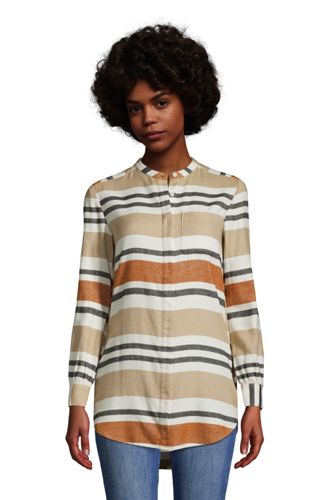 Flanell-Tunika in A-Linie, Damen, Größe: L Normal, Beige, Baumwolle, by Lan günstig online kaufen