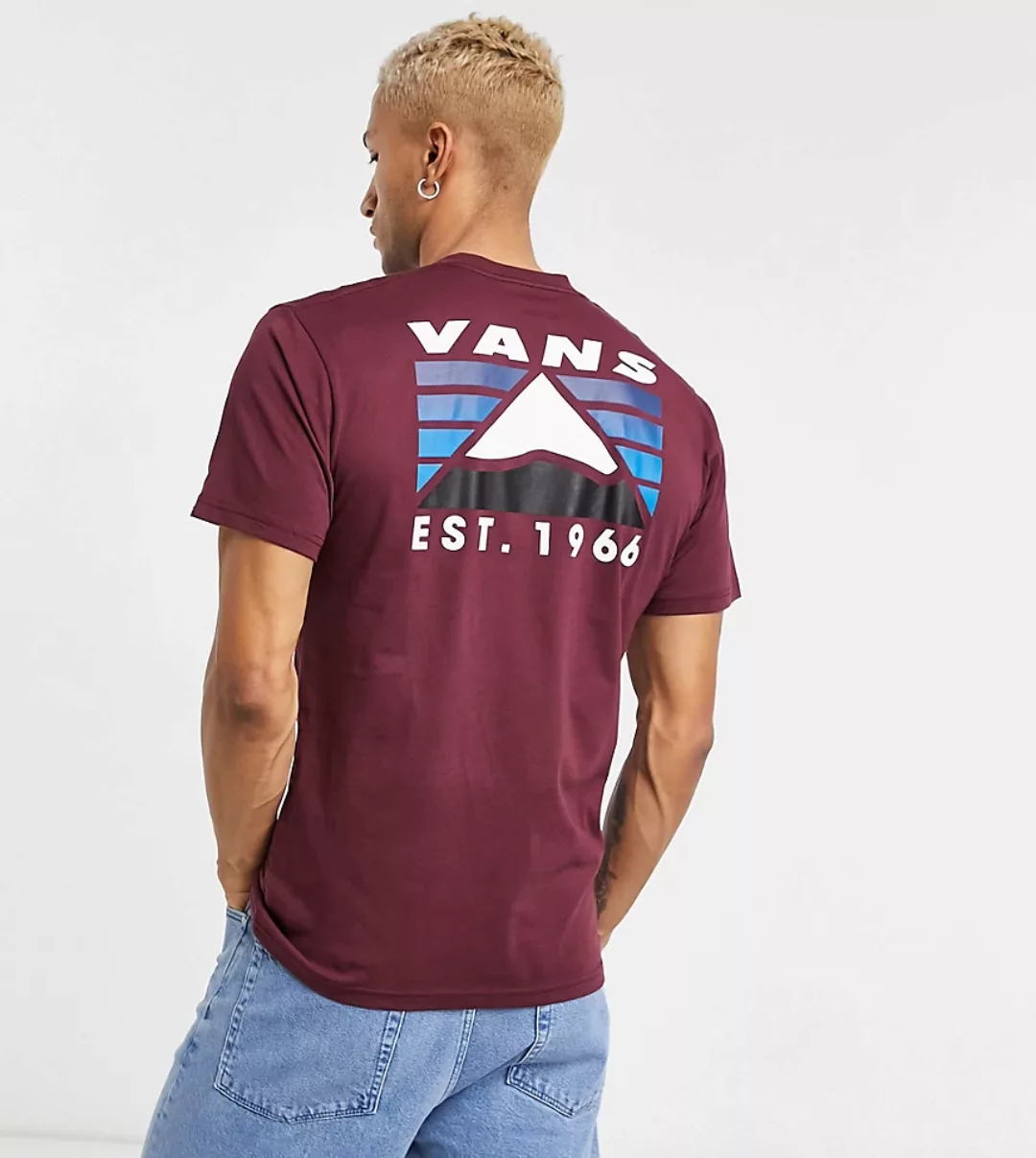Vans – T-Shirt mit Bergmotiv auf der Rückseite in Burgunderrot, exklusiv be günstig online kaufen