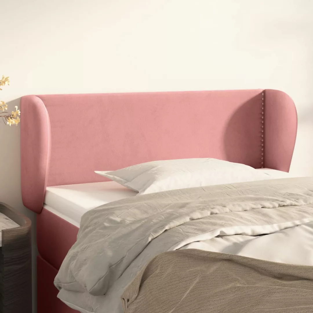 vidaXL Bett, Kopfteil mit Ohren Rosa 103x23x78/88 cm Samt günstig online kaufen