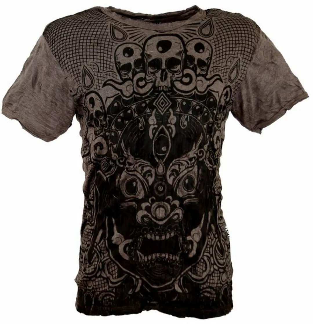 Guru-Shop T-Shirt Sure Herren T-Shirt Dämon - taupe alternative Bekleidung, günstig online kaufen