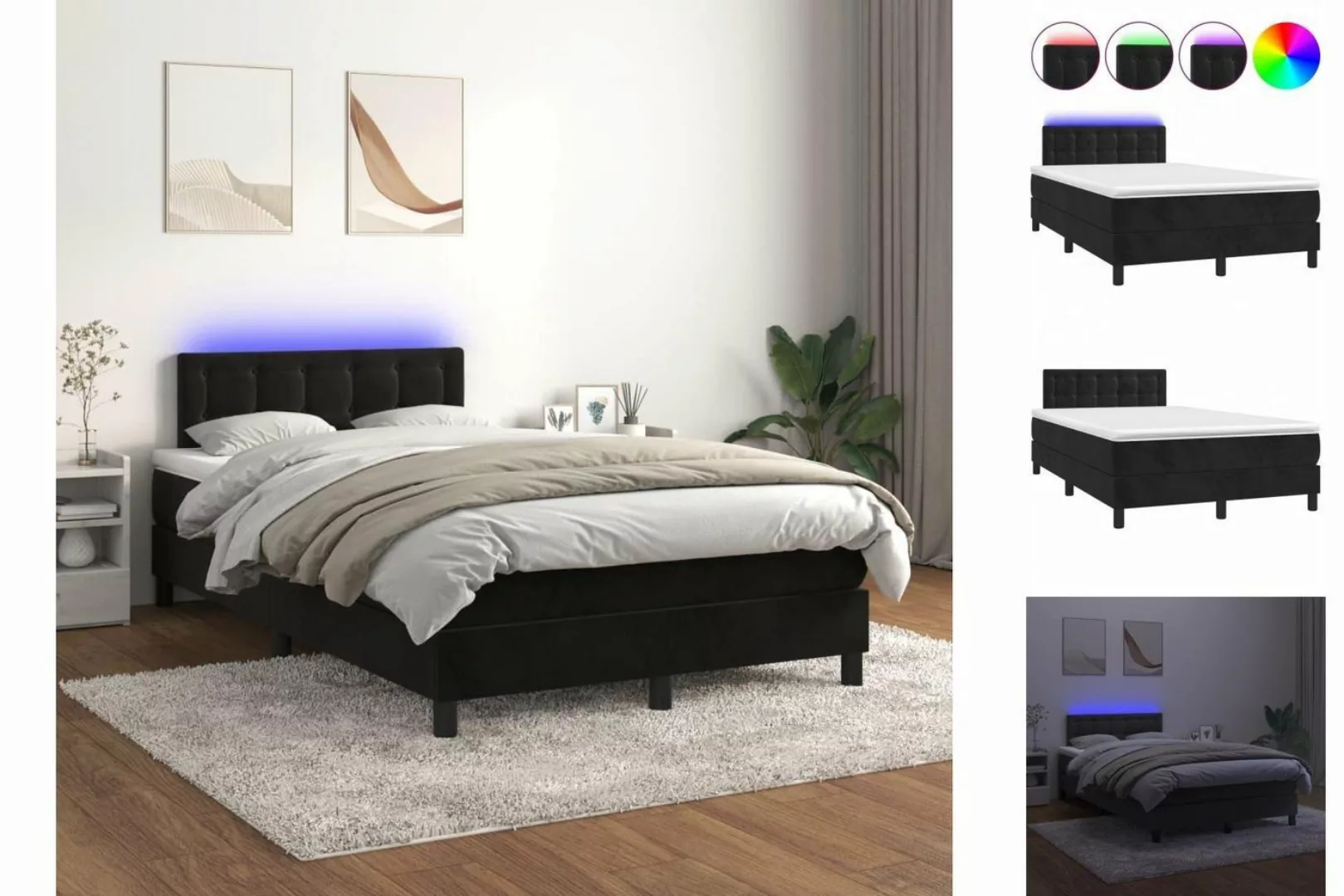 vidaXL Boxspringbett Bett Boxspringbett mit Matratze & LED Samt (120 x 200 günstig online kaufen