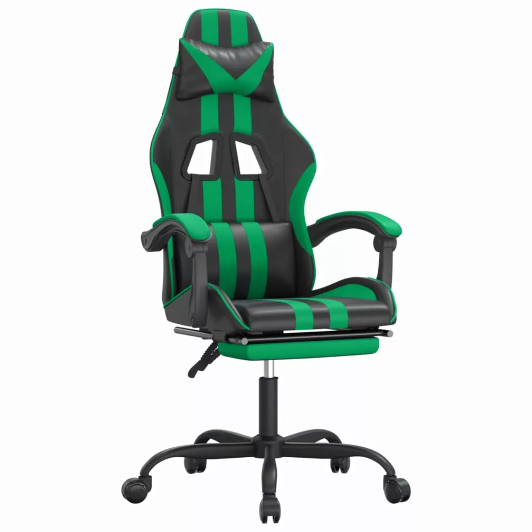 Vidaxl Gaming-stuhl Mit Fußstütze Schwarz Und Grün Kunstleder günstig online kaufen