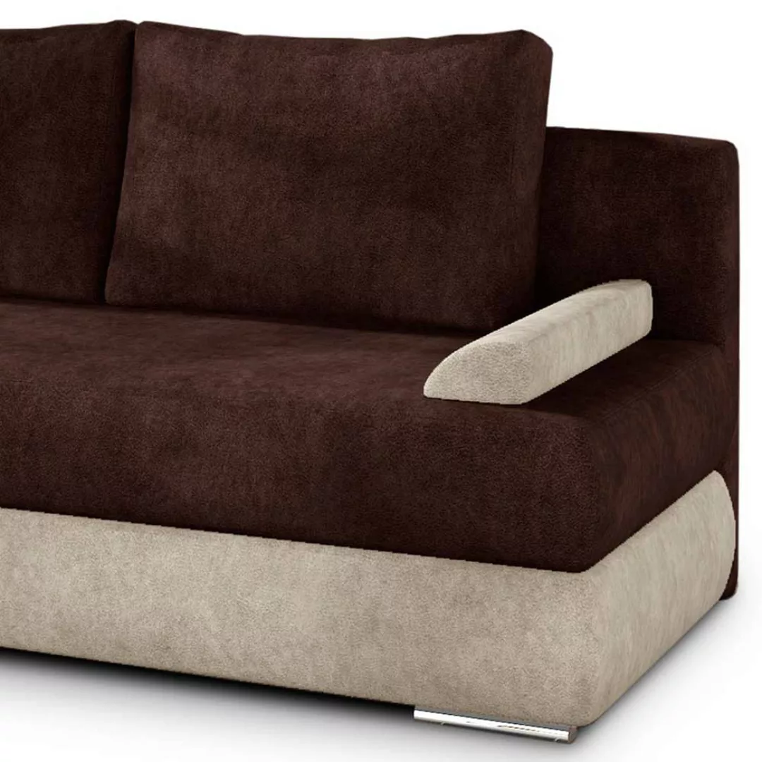 Schlafsofa Couch in Dunkelbraun und Cremeweiß günstig online kaufen