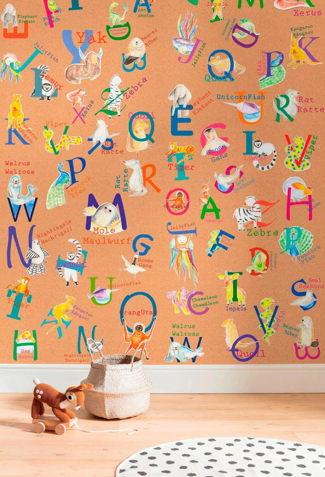Sanders & Sanders Fototapete Tiere Alphabetisch Multicolor 200 x 250 cm 611 günstig online kaufen