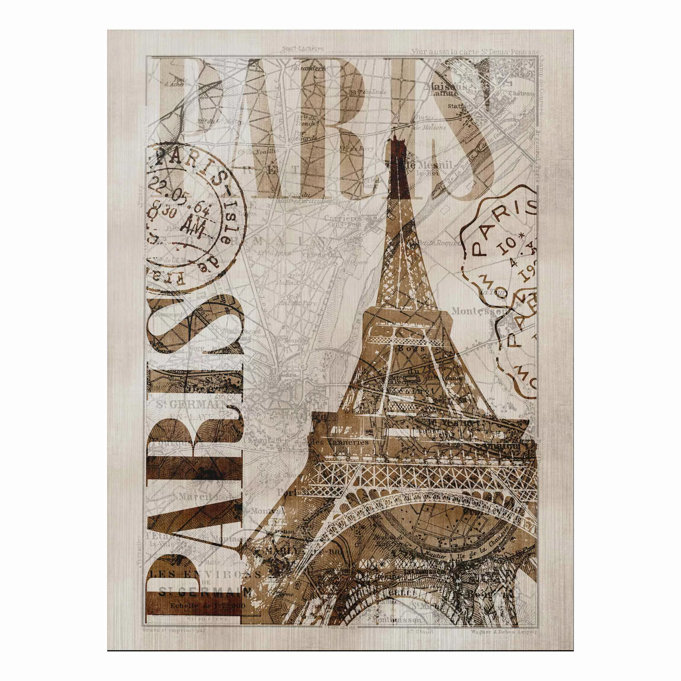 Alu-Dibond Bild - Hochformat 3:4 Shabby Chic Collage - Paris günstig online kaufen