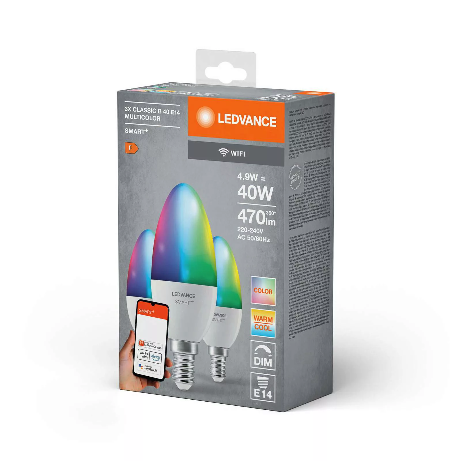 LEDVANCE SMART+ LED, Kerze, E14, 4,9 W, CCT, RGB, WiFi, 3er günstig online kaufen