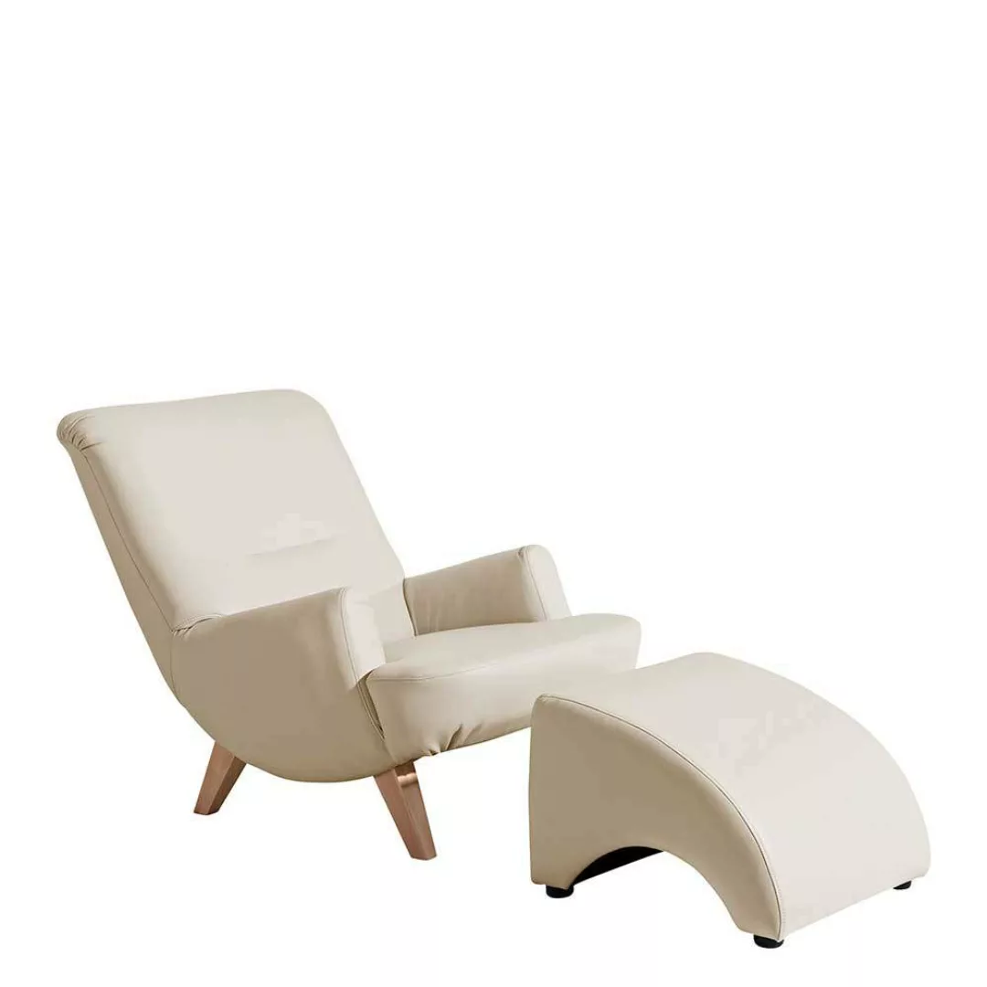 Design Sessel Kunstleder in Cremefarben 80 cm hoch günstig online kaufen