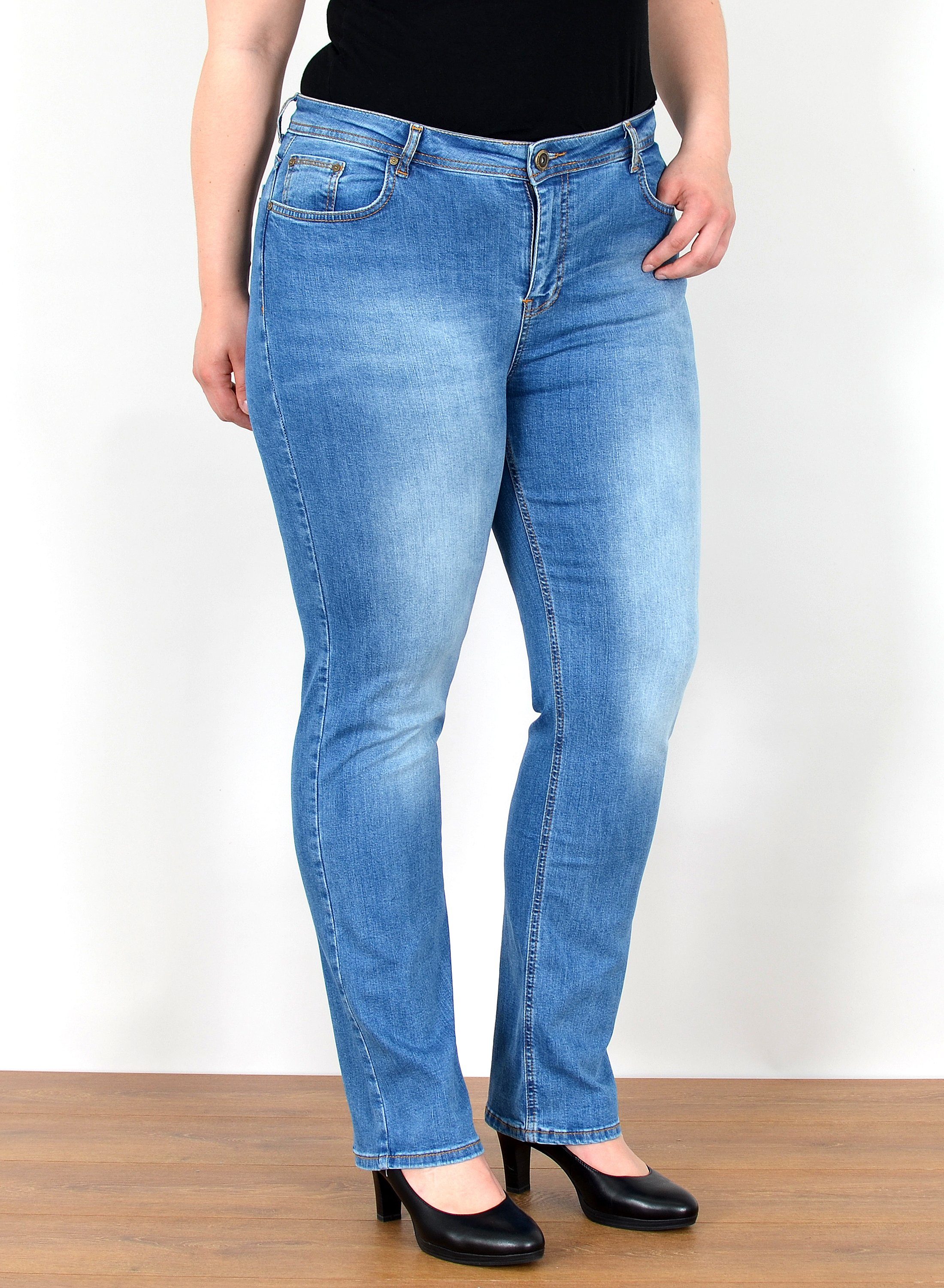 ESRA Straight-Jeans Damen Jeanshose Gerader Schnitt günstig online kaufen