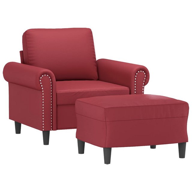 vidaXL Sofa Sessel mit Hocker Weinrot 60 cm Kunstleder günstig online kaufen
