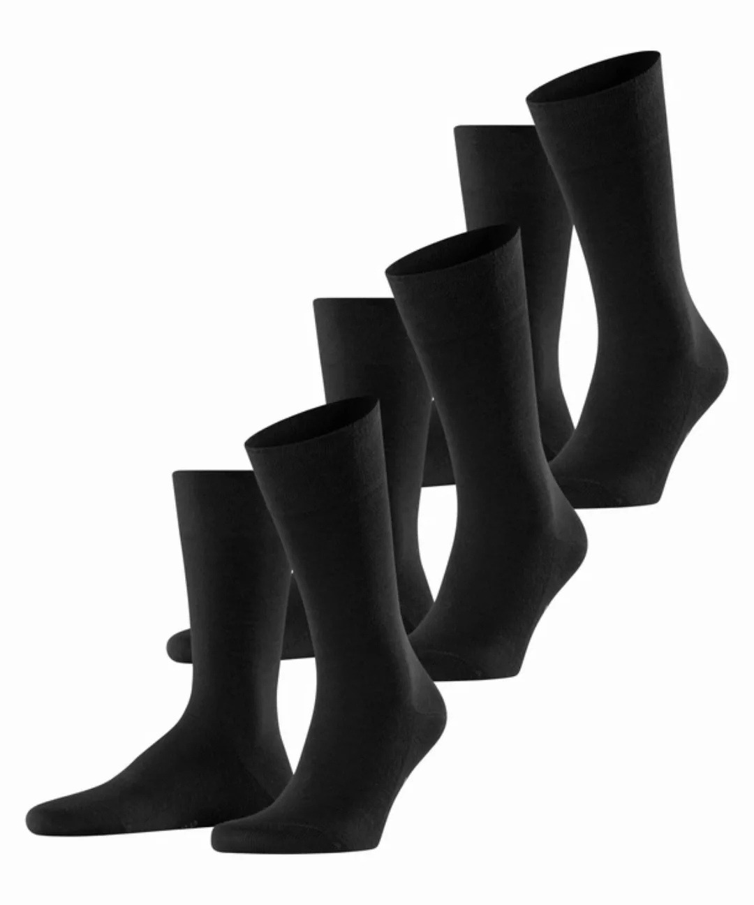 FALKE Sensitive Intercontinental 3-Pack Herren Socken, 39-42, Schwarz, Uni, günstig online kaufen
