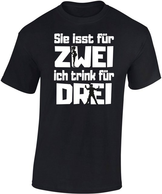 Baddery Print-Shirt Sie isst für zwei, ich trink für drei - Vater werden, S günstig online kaufen