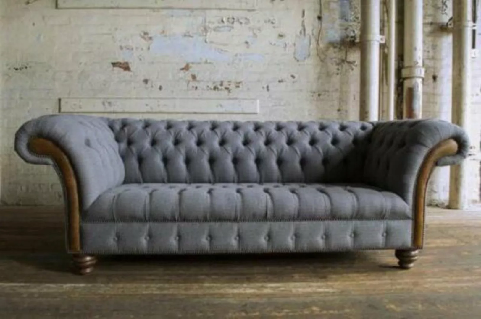 JVmoebel 3-Sitzer Chesterfield XXL Sofa Couch 3 Sitzer Polster Textil Couch günstig online kaufen