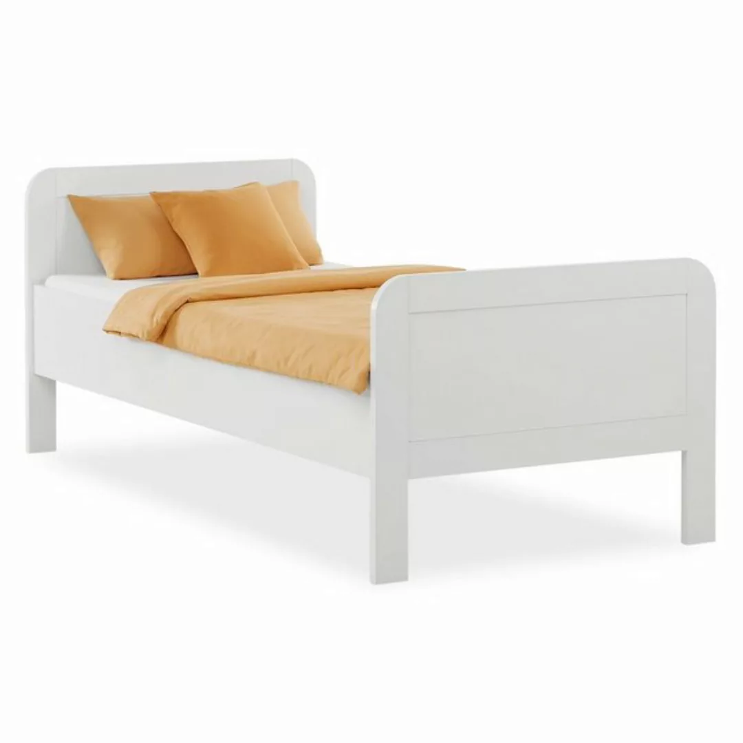 Homestyle4u Holzbett Komfortbett 90x200 cm Natur Weiß Bett günstig online kaufen