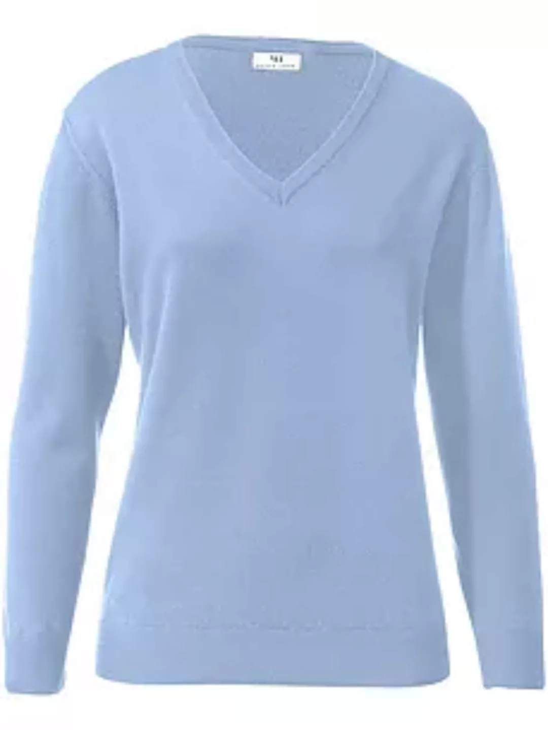 V-Pullover aus 100% Schurwolle Pure Tasmanian Wool Peter Hahn blau günstig online kaufen