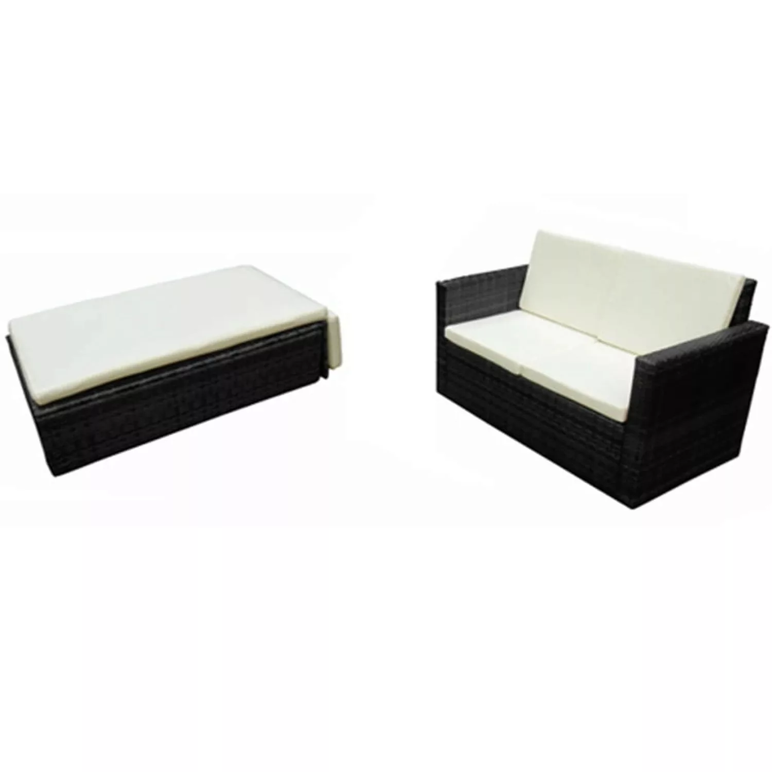 2-tlg. Garten-lounge-set Mit Auflagen Poly Rattan Schwarz günstig online kaufen