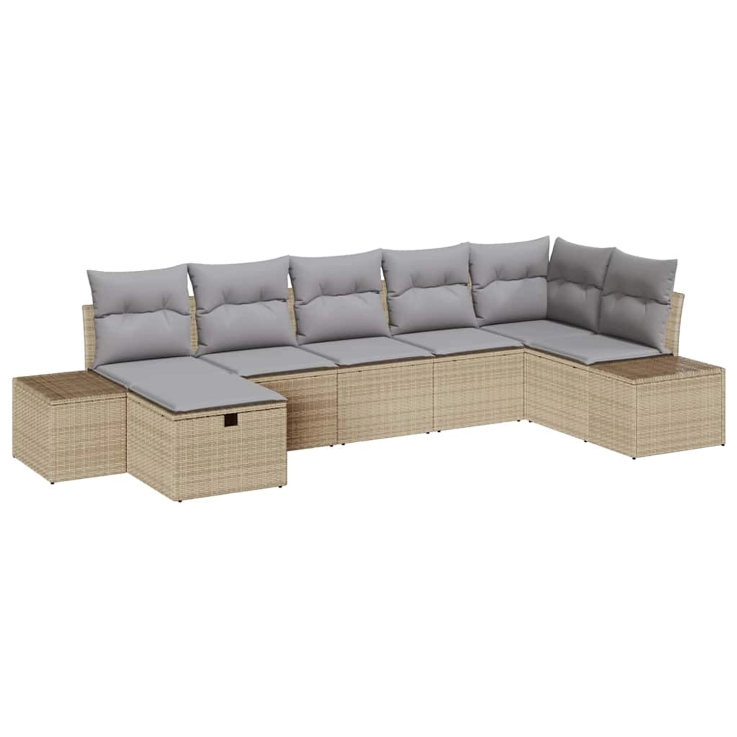 vidaXL Garten-Sofa-Set mit Kissen 7-Tlg Beige Poly Rattan 3359399 günstig online kaufen