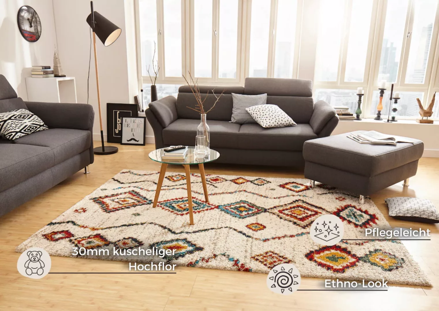 HANSE Home Hochflor-Teppich »Geometric«, rechteckig, 30 mm Höhe, Shaggy, Fl günstig online kaufen