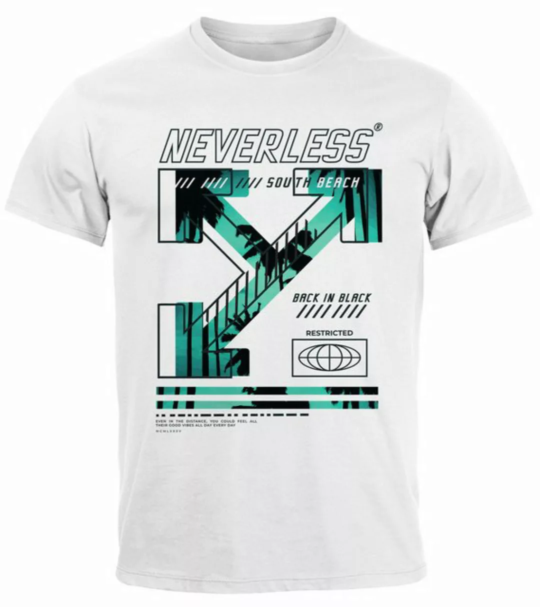 Neverless Print-Shirt Herren T-Shirt Text Print Aufdruck South Beach Techwe günstig online kaufen