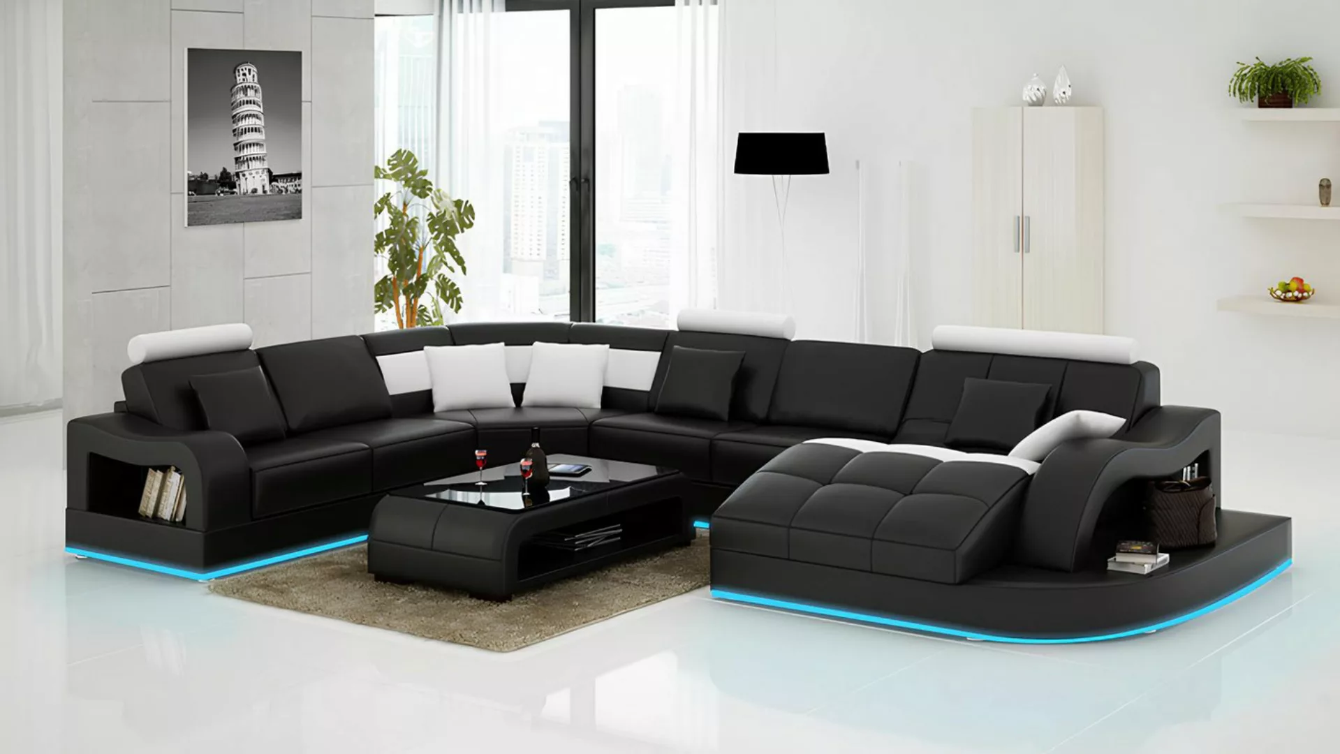 Xlmoebel Sofa Modernes Design Ledersofa mit Eckgarnitur für die Wohnlandsch günstig online kaufen