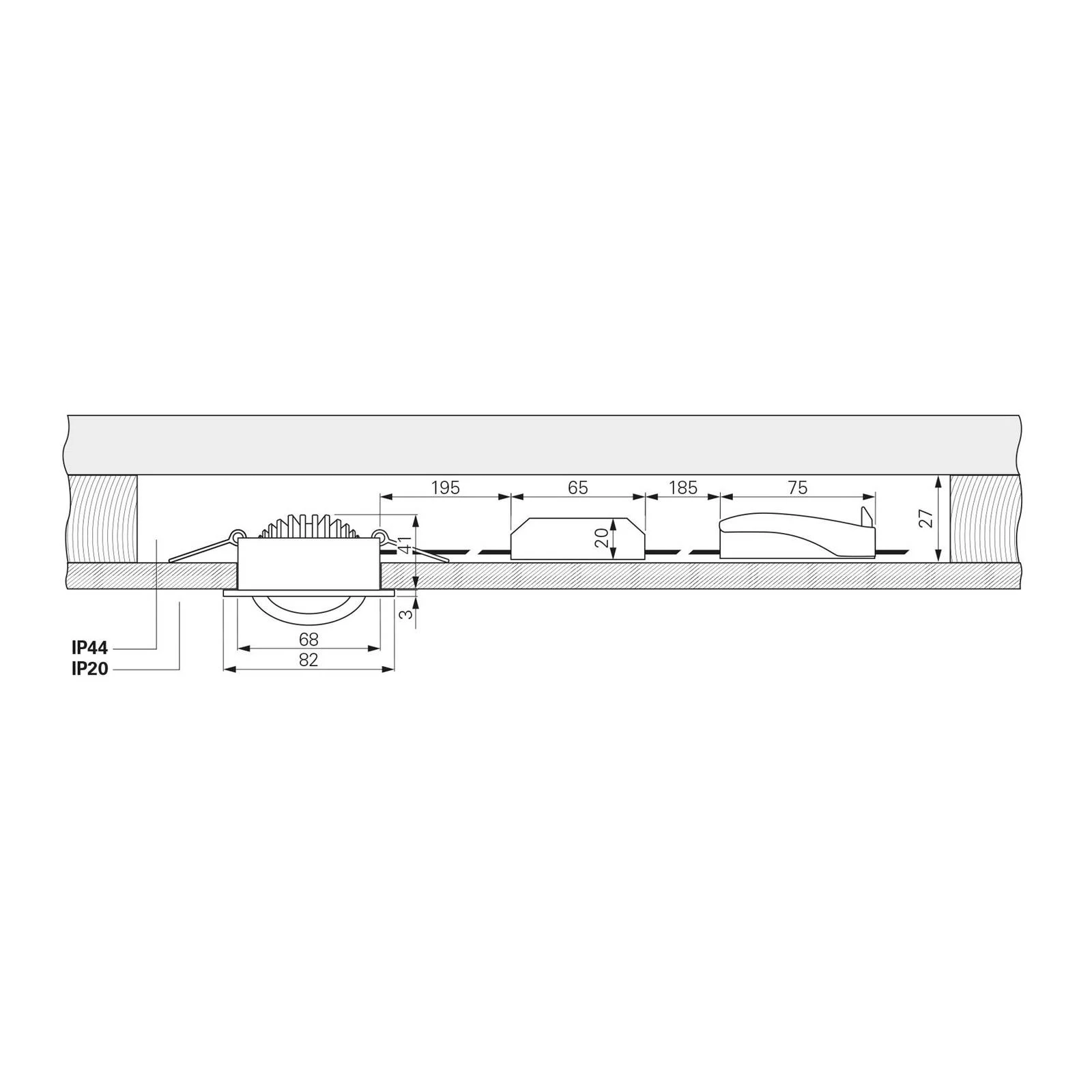 LED-Deckeneinbauleuchte Dione, IP44, 4.000 K, schwarz, dim günstig online kaufen