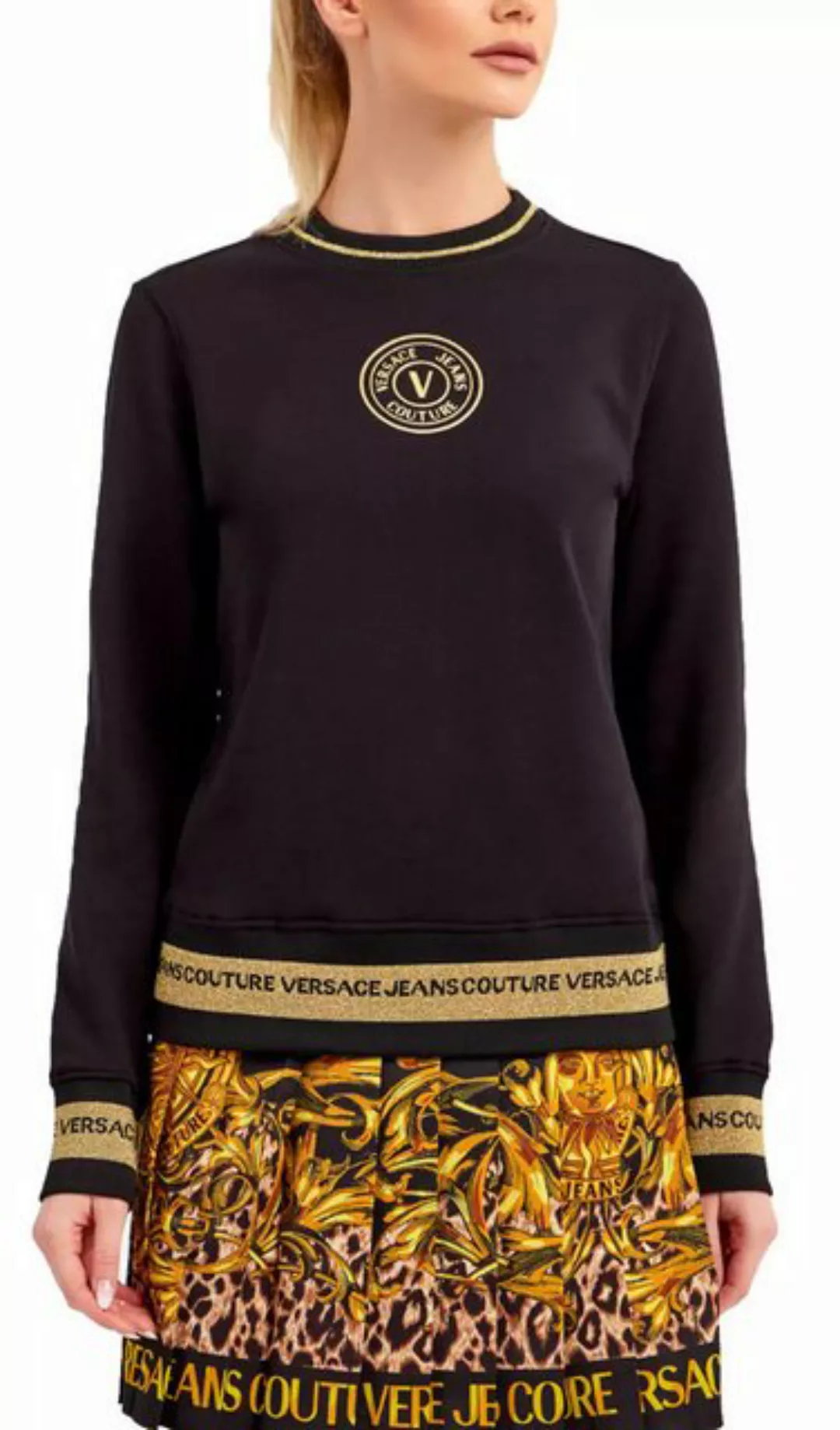 Versace Jeans Couture Sweatshirt Sweatshirt Gold Logo Pulli Pullover Sweate günstig online kaufen