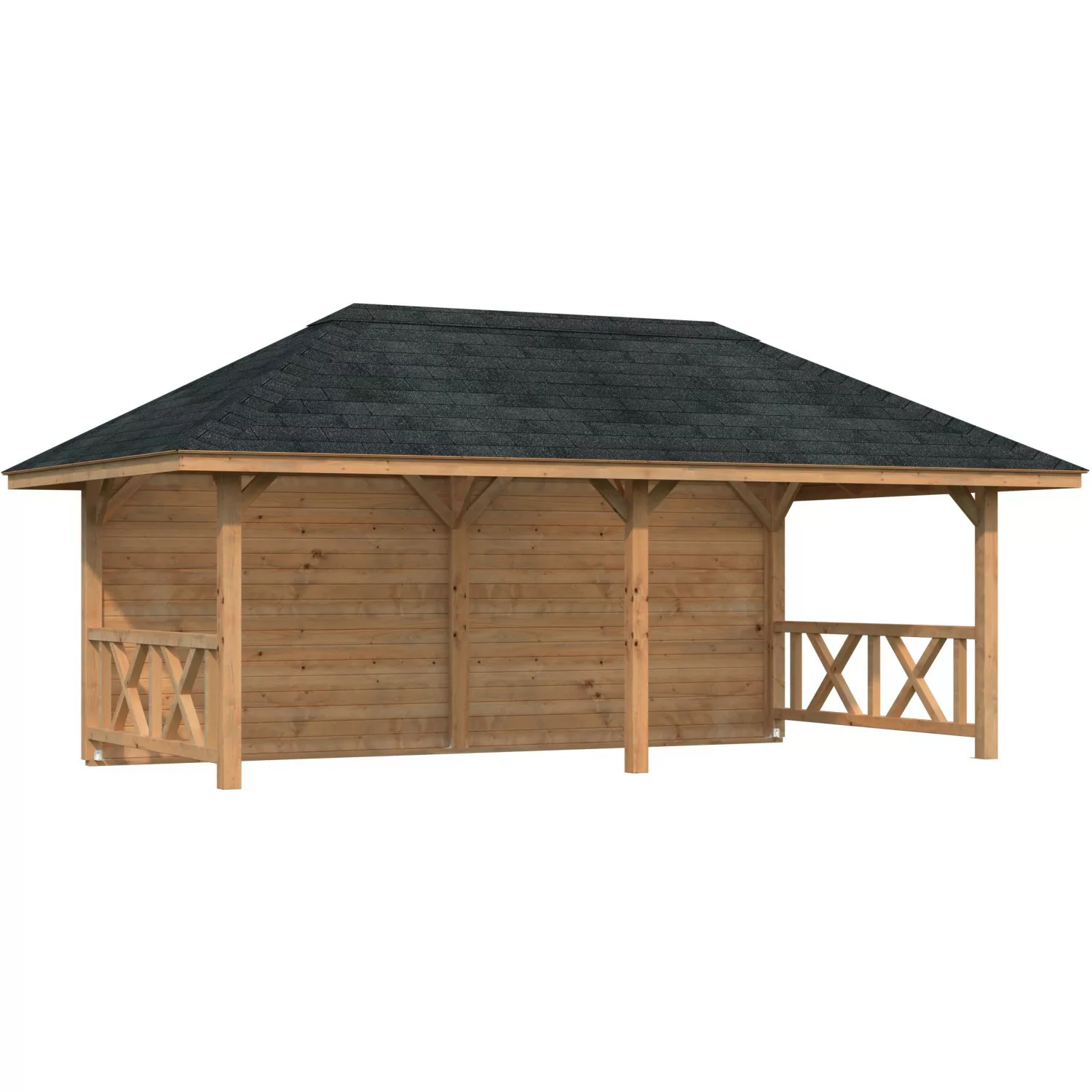 Palmako Holz-Pavillon Bianca 16,6 m² Set 2 Braun Tauchgrundiert günstig online kaufen